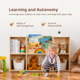 OOOK Montessori Bookshelf and Toy Storage Organizer, 2-Tier Horizontal Bookshelf, 5-Compartment Toy Storage Cabinet with Book Rack, Ideal Choice for Kids Classroom Organizer, Playroom and Daycare OOOK