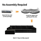 YHMEIXH 139" Black sectional couches for Living Room, Modular Sectional Sofa withDeep Seat, Boneless Sofa for Living Room, L-Shape Boneless Couch for Apartments Bedroom, No Assembly Required (Right) YHMEIXH