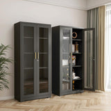 71" Tall Black Locking Cabinet, Metal Storage Cabinet with Glass Doors, Glass Display Cabinet, Curio Cabinet with 4 Adjustable Shelves, Cabinet for Home Office, Kitchen, Living Room- Assembly Required MetalMax