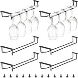 Dicunoy 6 Pack Black Wine Glass Rack, 14 Inch Under Cabinet Stemware Holder, Wall Mounted Iron Wine Glass Hanging Rack for Shelf, Kitchen, Bar, Wine Cellar Storage, Organizer, Display Dicunoy