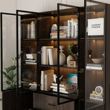 FAMAPY Display Cabinet with Glass Doors & Lights, Display Case with Adjusatble Shelves & 3 Drawers, for Curio Trophy Living Room Home Office, Brown, 15.7”D x 63”W x 78.7”H FAMAPY