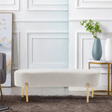 ALISH Upholstered Bench Modern Ottoman Bench Bed Bench Entryway Bench with Gold Legs for Living Room, Bedroom White ALISH