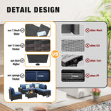 JOYURE 7 Pieces Patio Furniture Set All-Weather Outdoor Wicker Sectional Conversation Sofa Rattan Patio Seating Sofa with Cushion and Glass Table and Ottoman for Porch Poolside,Navy JOYURE