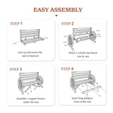 VINGLI Outdoor Rustic Wooden Bench with Wagon Wheel Arms, 3 People Outdoor Bench Garden Bench Front Porch Furniture Patio Lawn Yard Park, Indoor and Ourdoor Decor VINGLI