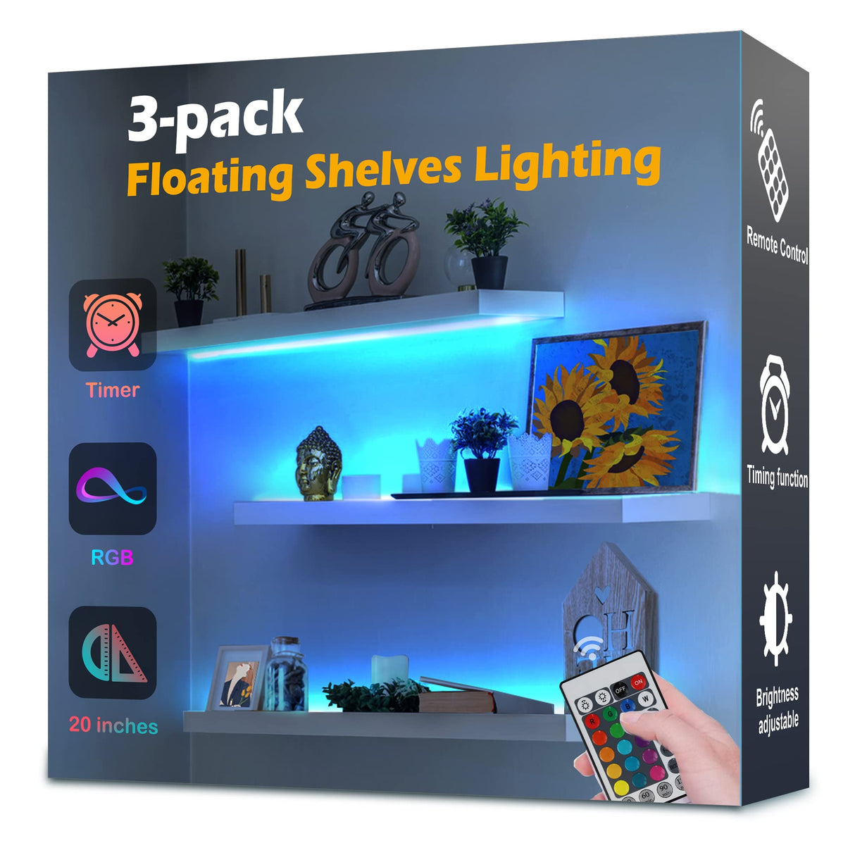 3-Pack Shelf Lights, Upgrade Battery Operated 20inch Led Strip Lights with Remote, Color Change with Timer Floating Shelves LED Wall Lights, DIY Led Lights for Bedroom, Kitchen, Indoor Room Decor Little Joke