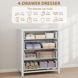 IDEALHOUSE Dresser for Bedroom, Chest of Dressers 37" Tall Dresser for Closet with 4 Drawers Chest with Clothes Storage Cabinet, Drawer Organizer for Bedroom, Living Room, Closet, Hallway, White IDEALHOUSE