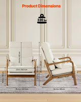 VEVOR Accent Chair, High Back Mid Century Modern Armchair with Solid Wood Frame and Non-Slip Legs, Upholstered Leisure Chair with Linen Fabric and 5.3 in Thickened Cushion, for Living Room, Bedroom VEVOR