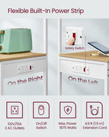 VASAGLE Kitchen Bakers Rack with Power Outlet, Coffee Bar 4-Tier with 8 S Hooks, Microwave Stand, Adjustable Shelf, for Small Spaces, Golden Oak and Cloud White UKKS014Y01V1 VASAGLE