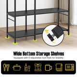 Giantex Bakers Rack with Power Outlets, 5-Tier Coffee Bar Table Organizer w/ 10 S-Shaped Hooks, 63" Large Microwave Stand, Kitchen Utility Storage Shelf for Dining Room, Living Room (Black) Giantex