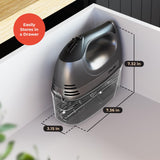 Mueller Electric Hand Mixer, 5 Speed 250W Turbo with Snap-On Storage Case and 4 Stainless Steel Accessories for Easy Whipping, Mixing Cookies, Brownies, Cakes, and Dough Batters Mueller