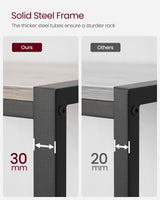 VASAGLE Bakers Rack, Coffee Bar, Kitchen Storage Shelf Rack with 10 Hooks, 3 Shelves, Adjustable Feet, for Microwave Oven, 15.7 x 33.1 x 66.9 Inches, Industrial, Greige and Black UKKS017B02 VASAGLE