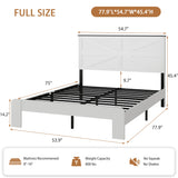 madeslves Farmhouse Full Size Wooden Bed Frame with Headboard, Boho Platform Bedframe, Sturdy Metal Slats Support, No Box Spring Needed, Noise Free, Easy Assembly, White madeslves