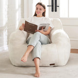 Hobestluk Bean Bag Chair for Adult Small Bean Bag Chairs with Arms Furry Beanbag Chair with Foam Filler Stuffed Bean Bag Sofa for Reading in Bedroom Living Room and Dorms(White) Hobestluk
