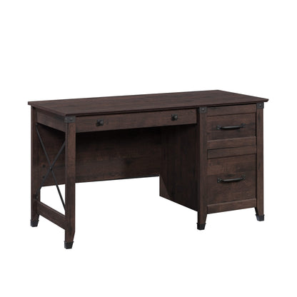 Sauder Carson Forge Pedestal Desk, Rustic Cedar Finish - WoodArtSupply