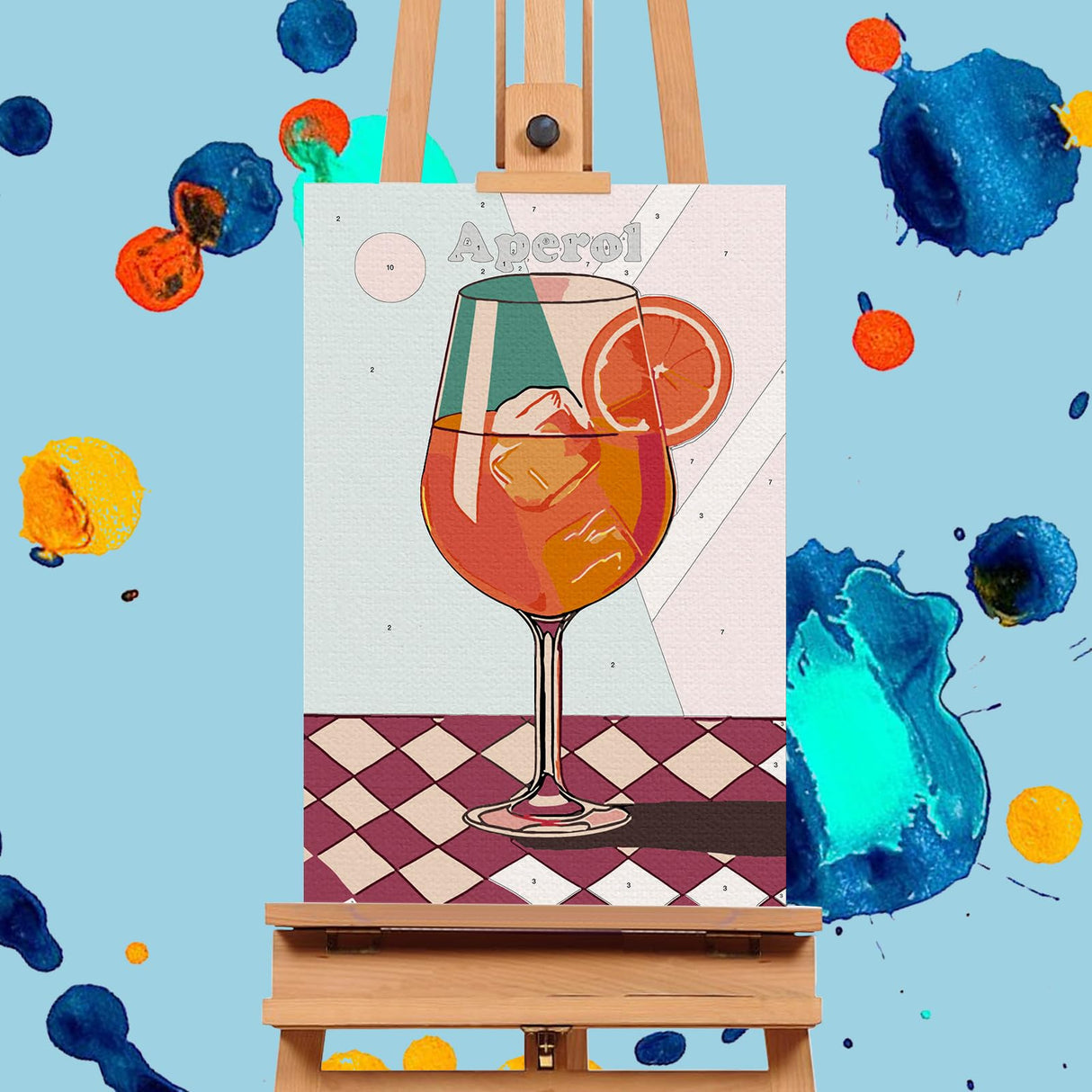 4 Pack Framed Paint by Numbers Kit for Adults with Wooden Easel, Retro Cocktail Easy Paint by Numbers with Frame for Beginners, Adult Paint by Number Kits Framed Canvas for Home Decor Gift 8x12 Inch Offito