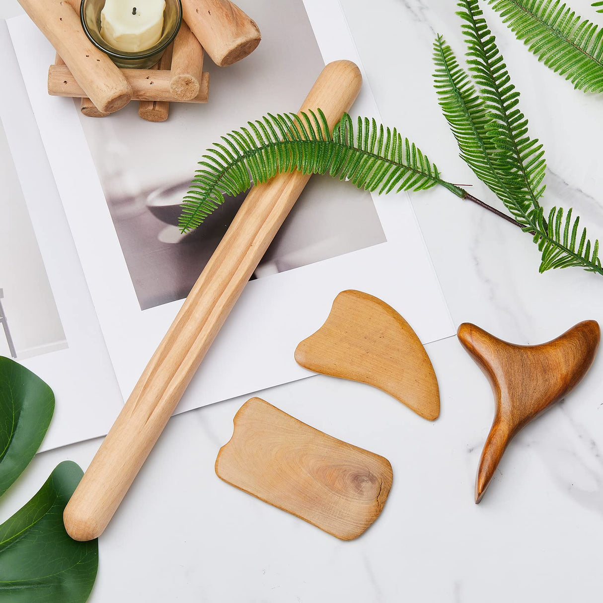 Amylove 21-in-1 Maderoterapia Kit Wood Therapy Massage Tools Set Therapy Tools for Body Sculpting Muscle Pain Relief Lymphatic Drainage Women Face Roller Fascia Massage Anti Body Contouring Amylove