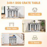 RQZ Double Dog Crate Furniture for 2 Dogs Heavy Duty Wood Dog Cage Table with 2 Sliding Doors and Removable Divider Large Wooden Dog Kennel Indoor for Medium Large Dogs (46.4" L x 23.4" W x 35.0" H) RQZ