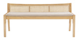 Powell Kasi Natural Low Back Cane Bench with Beige Upholstered Seat Powell