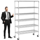 YYkokocat 6-Tier Adjustable Storage Shelves Heavy Duty Wire Shelving Unit with Wheels 2100Lb Metal Layer Rack Shelf NSF Shelving for Closet Kitchen Garage, 82" H x 48" L x 18" D - Chrome YYkokocat