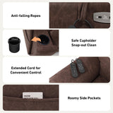 EONIX Triple Motor Lay Flat Power Lift Recliner Chair for Elderly, 400lbs Large Electirc Lift Chair for Living Room, Independent Adjustable Lumbar, Extended Footrest, Hidden Cup Holders, Dark Brown EONIX