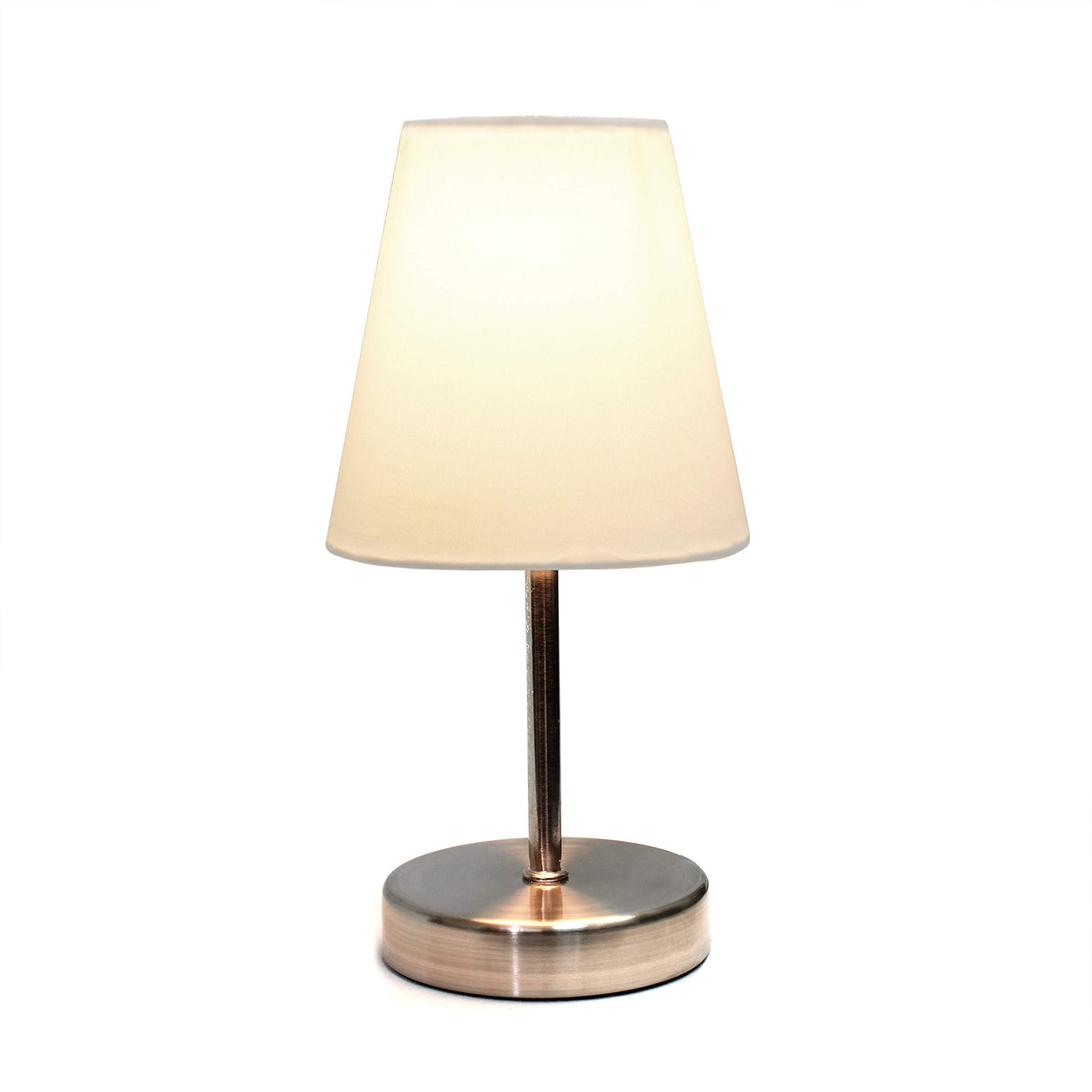 Simple Designs LT2013-WHT Mini Basic Sand Nickel Table Lamp with Fabric Shade, White Simple Designs