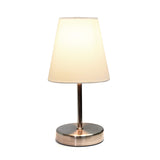Simple Designs LT2013-WHT Mini Basic Sand Nickel Table Lamp with Fabric Shade, White Simple Designs