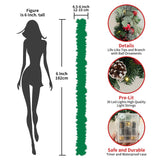 WANNA-CUL Pre-Lit 6 Feet/ 72 Inch Christmas Garland with Lights for Front Door Red White Christmas Mantel Garland Decoration with Ball Ornaments,Candy Canes,Eucalyptus Leaves, Battery Operated 30 LED WANNA-CUL