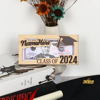 ZZHZBE Personalized Custom Name Money Holder Class of 2024 Graduation Gift - WoodArtSupply