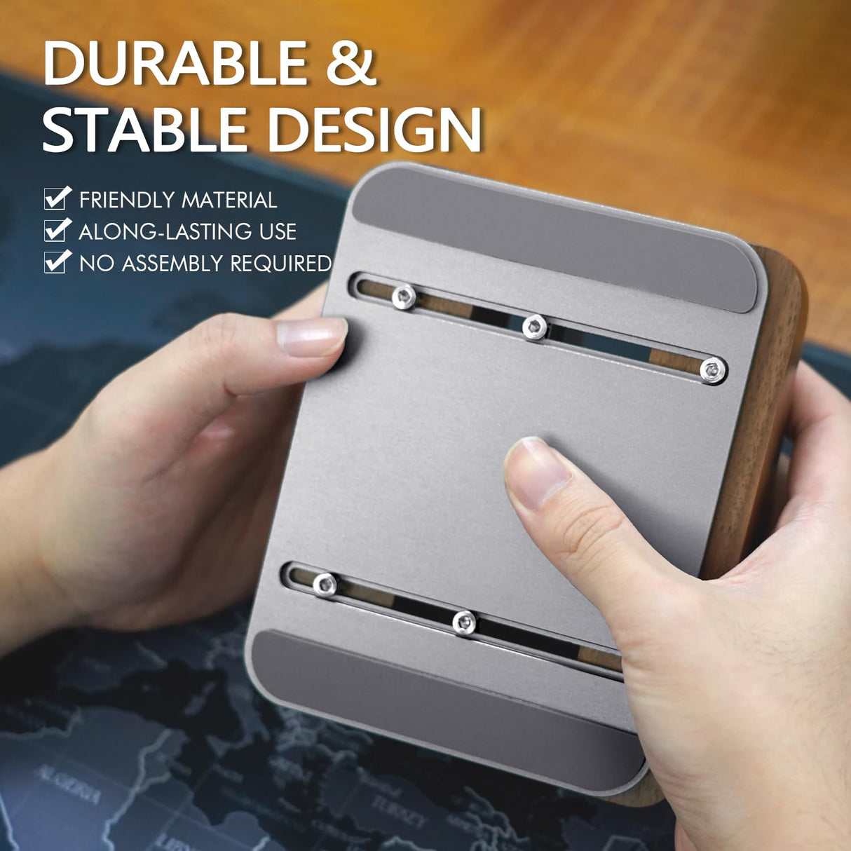 GEVO Dual Laptop Holder Vertical Laptop Stand, Natural Wood, Adjustable Dock, Wooden Laptop Stand,Vertical Laptop Holder for Desk, Widen Dock Fits All MacBook/Surface pro 2 Devices (Black Walnut) GEVO