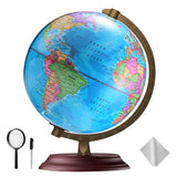 TTKTK Illuminated World Globe for Kids & Adults All Ages with Wooden Stand 7 in 1- Night View Stars Map Constellation Globe with Detailed Colorful World,Built-in LED Bulb, Educational Gift TTKTK