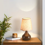 Ziqqeelam Wood Grain Small Bedside Table Lamp for Bedroom, Farmhouse Bedroom Lamps for Nightstand, Small Table Lamps for Small Spaces for Bedroom, Home Office, Living Room, Kids Dorm Ziqqeelam