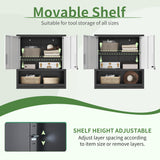 OPTYMIRA Metal Garage Cabinets and Storage System, 9-Pcs Workshop Tool Cabinet Set in Gray, Included 3 Pcs Wall Cabinets 6 Pcs Garage Tool Cabinets with Wheels,Assembly Required OPTYMIRA