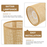 DOITOOL 2Pcs Rattan Drum Lamp Shade Replacement E27/E14 Chandelier Lampshade Natural Woven Cylinder Light Cover Table Lamp Cover for Chandeliers Floor Table Lamps DOITOOL