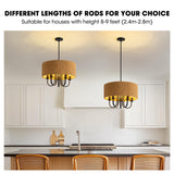 NOXARTE Rattan Chandelier 5-Light Boho Farmhouse Drum Chandelier Light Fixture, 19.2" Hand-Woven Wicker Pendant Light, Hanging Light Fixture for Dining Room Living Room Bedroom Kitchen Island NOXARTE