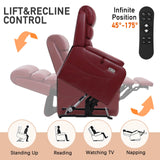 EONIX Dual Motor Lay Flat Power Lift Recliner Chair for Elderly, Breathable Faux Leather Electric Lift Chairs for Adults, 400lbs Heavy Duty Power Recliner with Heat and Massage, SLRY003061, Burgundy EONIX