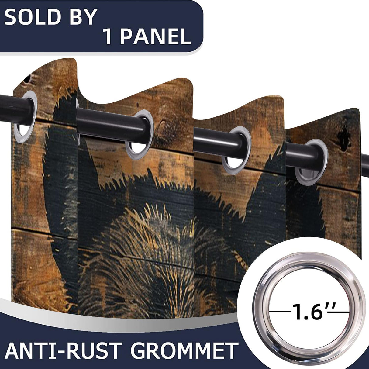 Rustic Lodge Bear Door Curtains for Doorways, Bear Farmhouse Cabin Wooden Art Blackout Curtain for Kids Bedroom Closet, Grommet Thermal Insulated Privacy Door Drapes for Room Divider, 42"W x 80"L Yozeuoo