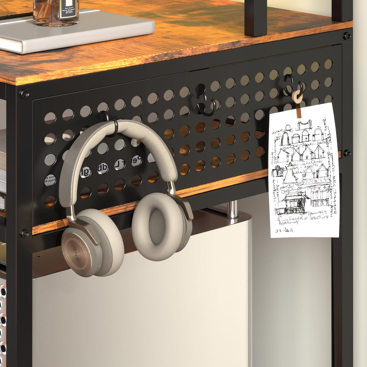 OtterOasis 66" L Shaped Desk with Drawer, 113" 2 Person Desk with Printer Stand, Large Convertible L Shape Gaming Desk with Power Outlet, Computer Desk with Led Light for Home Office, Rustic Brown OtterOasis