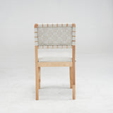 VINGLI Beige Woven Wooden Dining Chairs Set of 2,Armless Mid Century Modern Desk Chairs with Rivet&Foot Pegs,Upholstered Farmhouse Comfy Chair No Wheels for Dining Room,Living Room,Kitchen,Oak,Suede VINGLI