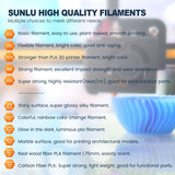 SUNLU 3D Printer Filament Bundle Multicolor PETG Filament 1.75mm, Individually Vacuum-Sealed, 2kg in Total, 0.25kg per Spool, 8 Pack, 8 Colors, Black+White+Red+Yellow+Pink+Blue+Orange+Green SUNLU