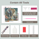Anuver Elephant Diamond Painting Kits for Adults, 5D DIY Diamond Art Kits for Beginners, Full Drill Diamond Painting Kits for Home Wall Decor, 12x12 Inch Anuver