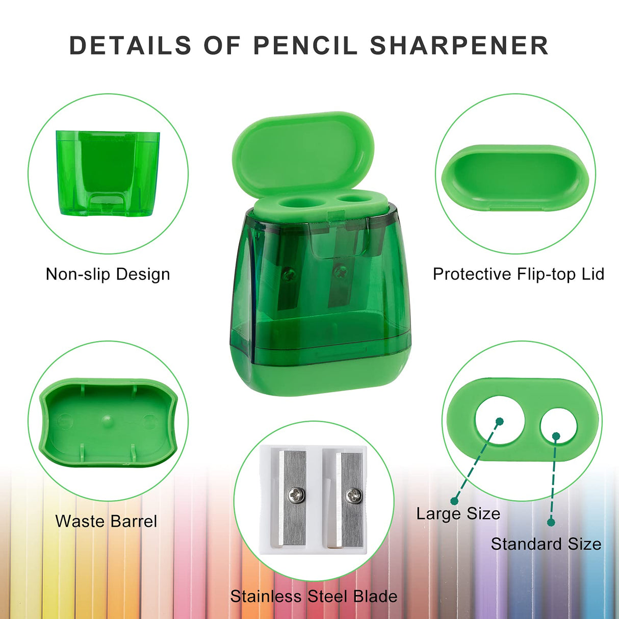 Sonuimy Pencil Sharpeners, 4 Pcs Pencil Sharpeners Manual,Dual Holes Compact Colored Handheld Pencil Sharpener for Kids with Lid Adults Students School Class Home Office (Covered) Sonuimy
