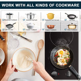 Karinear 110v Electric Cooktop 2 Burners, 12'' Electric Stove Top with Plug in, Knob Control Countertop & Built-in Ceramic Cooktop, 9 Heating Level, Hot Warning, Over-Temperature Protection Karinear