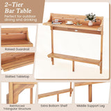 Tangkula 6 Pieces Acacia Wood Balcony Table Set, Outdoor Bar Height Table & 2 Bar Stools w/Shelf, Footrest, Curved Wood Seat, Back Rail for Assembly, for Balcony, Patio and Small Outside Space (2) Tangkula