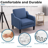 VINGLI Mid Century Modern Accent Chair,Navy Blue Fabric for Living Room Upholstered Armchair with Scooped Arms for Bedroom,Apartment,Studio,Office,Waiting Room VINGLI