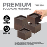 FASONLA Bed Risers (Set of 4) Furniture Risers Lifts Height 2", Oak Solid Wood Risers for Bed, Furniture, Table, Sofa, Chair Risers with Non-Slip Recessed Hole (4pcs-2" Hight-Walnut Color) FASONLA