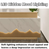 ZGNBSD Reception Desk - Modern Front Desk with Hidden LED Lighting, Customizable Logo, No Assembly Required, Ideal Checkout Counter, Stylish Retail Counter for Professional Spaces (White A, 84") ZGNBSD