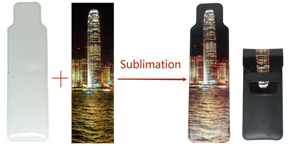 Yongkang Sublimation Pen Bag Pen Sleeve 3 Pieces (Blank Leather + Colored Leather) Capacity of 1-5 pens DIY Process (Black) Yongkang