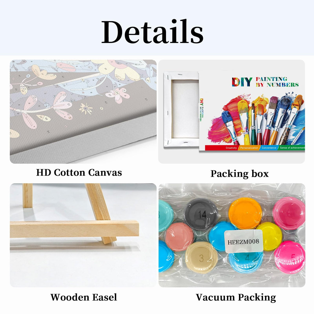 HeeBenor Easy Paint by Numbers Kit for Adults Beginner with Frame, DIY Letter Paint by Number with Easel, Adult Paint by Number Kits on Canvas Framed 8x12 Inch for Home Decor, M HeeBenor