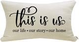 Meekio Farmhouse Pillow Covers with This is Us Quote 12" x 20" Farmhouse Rustic Décor Lumbar Pillow Covers with Saying Housewarming Gifts Family Room Décor Meekio