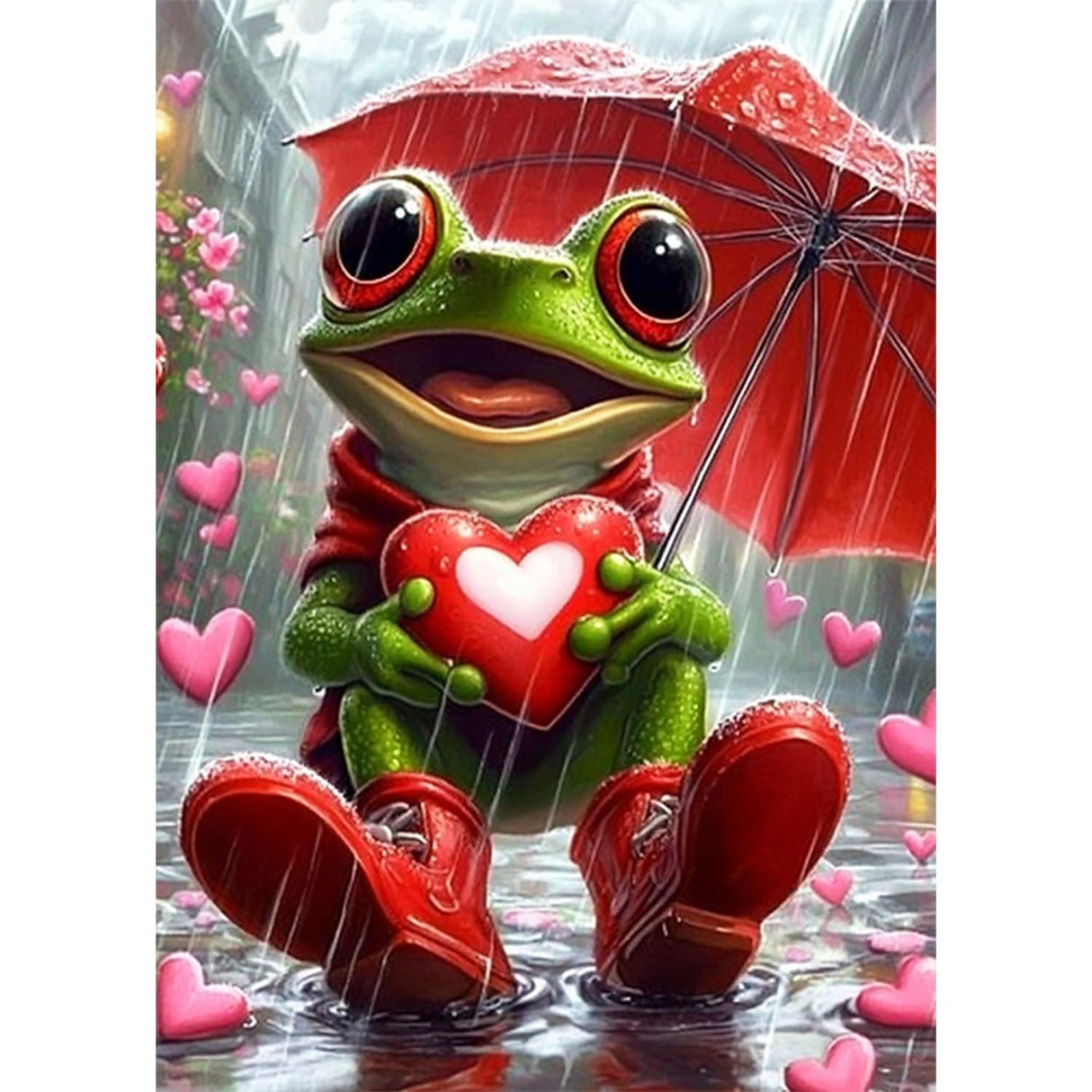 AIRDEA Diamond Paintings Kits for Adults,Frog Diamond Art Kits for Adults,12x16 Inch Love Heart and Flog,Gem Art Set Complete for Beginners AIRDEA